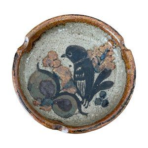 vintage Ken Edwards ashtray with flowers and bird